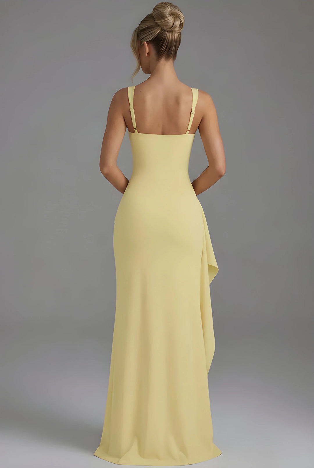 Women's Elegant Maxi Dress with Leg Split and Open Back